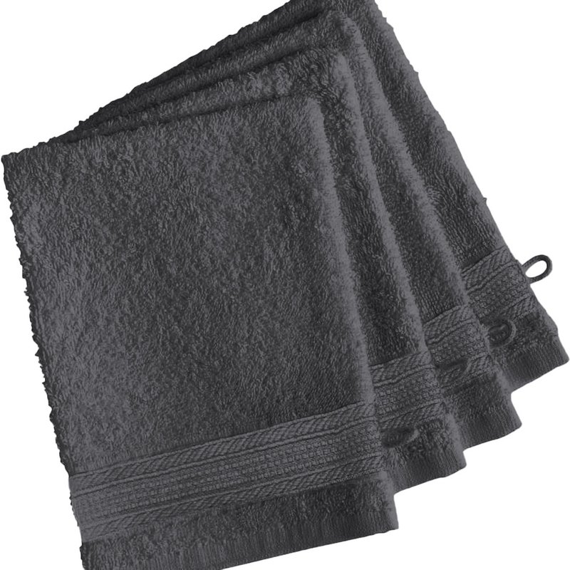 Lot de 4 gants de toilette coton 600 gm² Anthracite TERTIO®