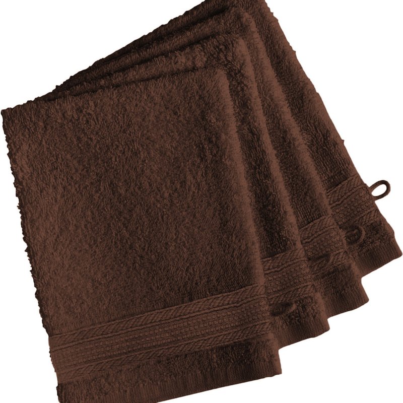 Lot de 4 gants de toilette coton 600 gm² Chocolat TERTIO®