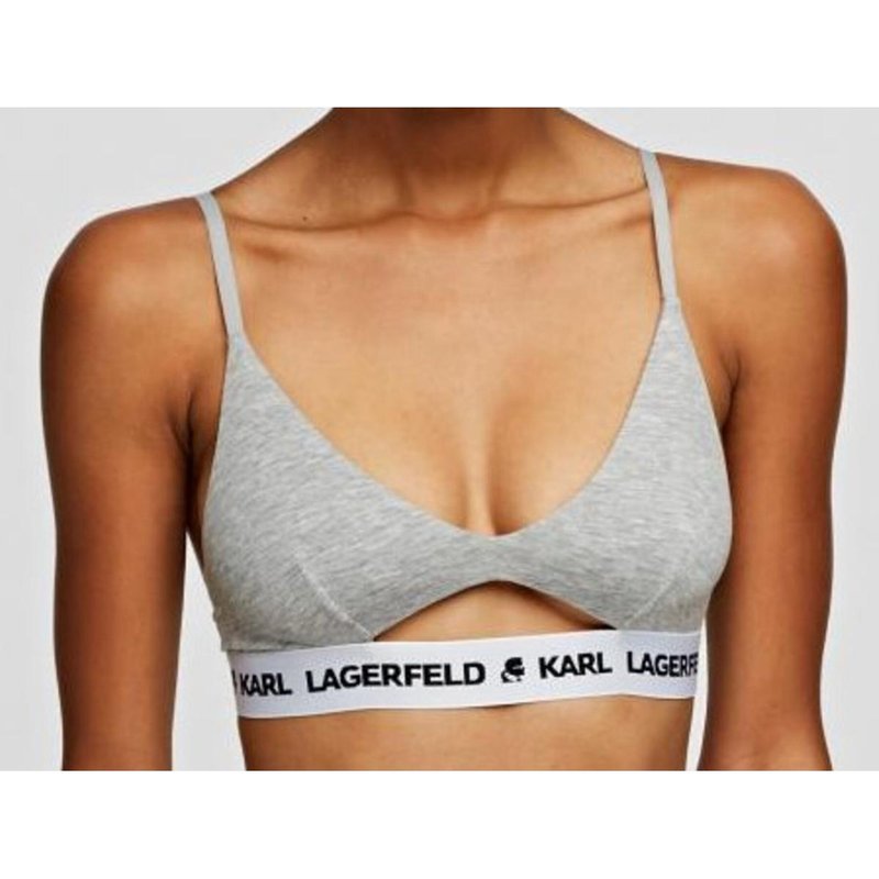 Soutien-gorge triangle sans armatures logote - Gris