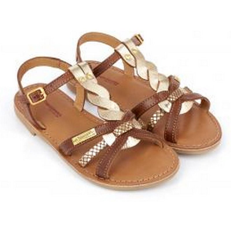 Sandale Enfant Badami Tan/Or - Les Tropéziennes en cuir