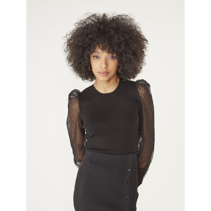 Pull manches plumetis noir en viscose