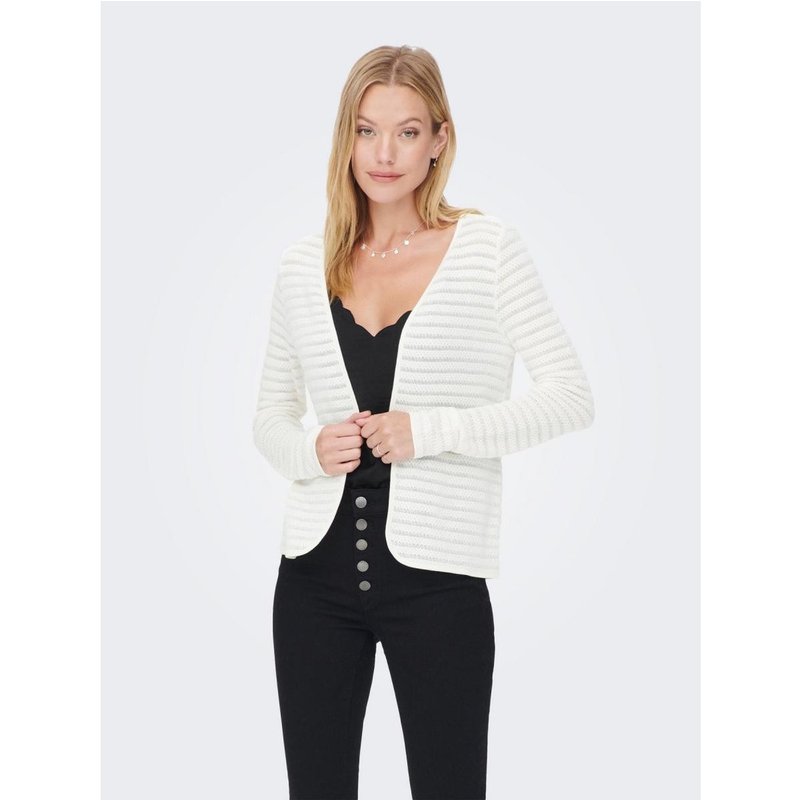 Cardigans Col rond Manches longues blanc en coton