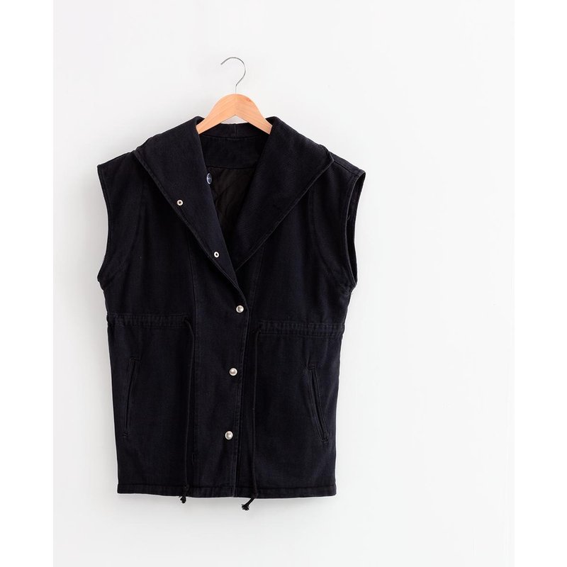 Veste sans manche denim Noire en coton