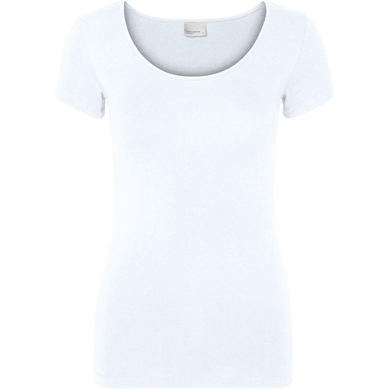 T-shirt Regular Fit Col en U Manches courtes blanc