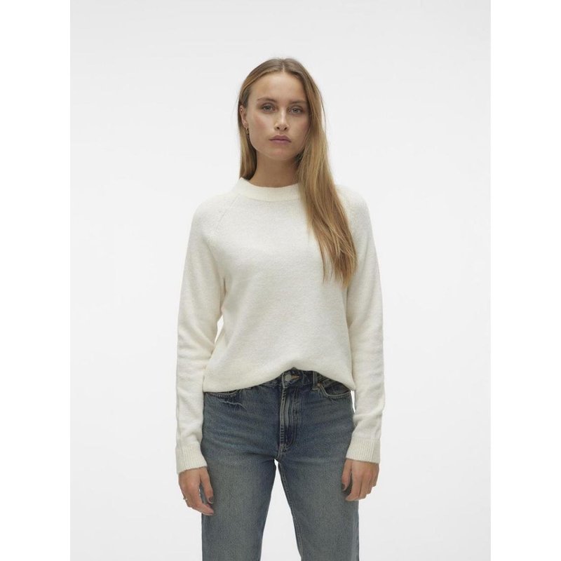 Pull col rond manches longues blanc Louise