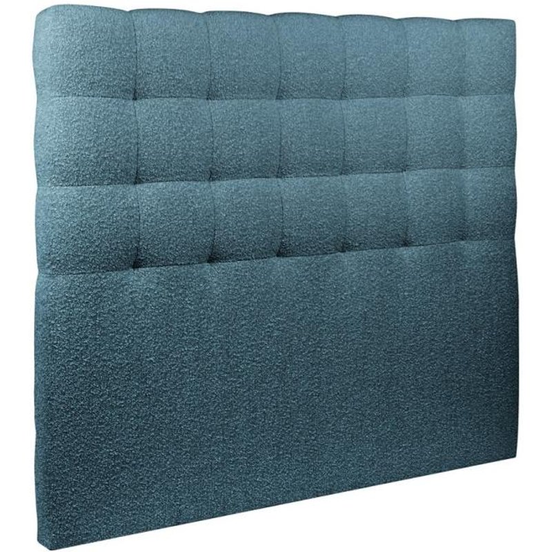 Tete De Lit Capitonnee Bouclette Bleue L 135 Cm - Ep 10 Cm Rembourre