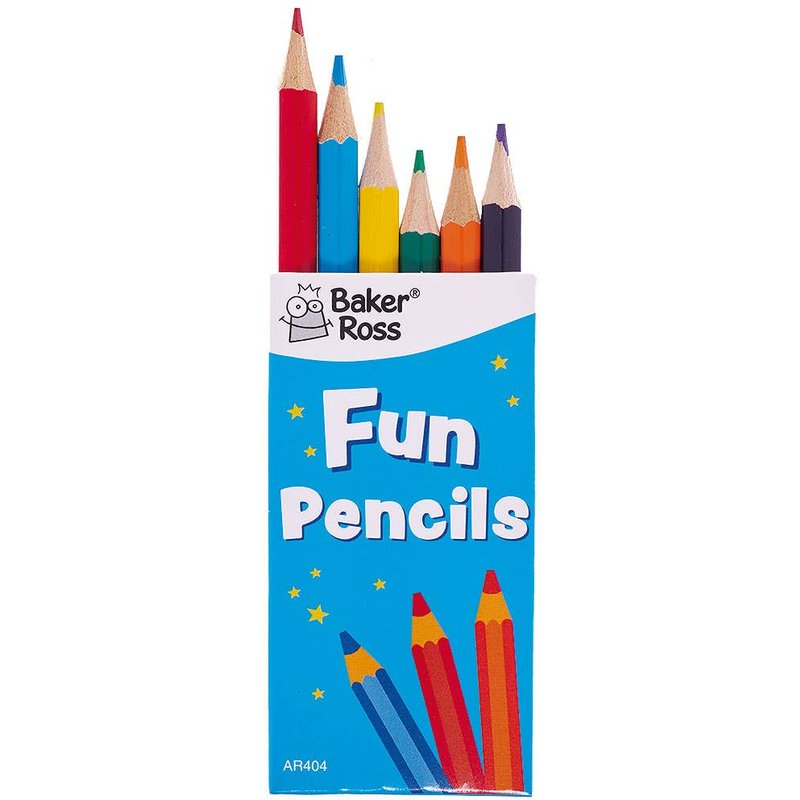 Mini Colouring Pencils (Per 6 packs) Drawing 6 assorted - Red, Yellow, Green, Purple, Orange & Blue