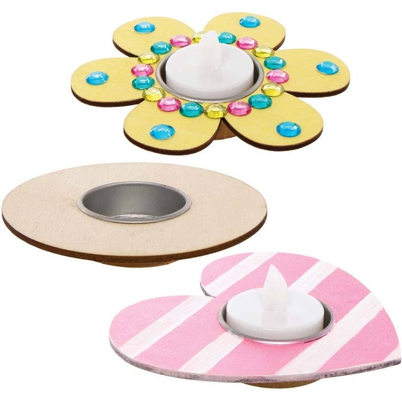 Wooden Tealight Holder Blanks (Pack of 4) Craft Kits For Kids