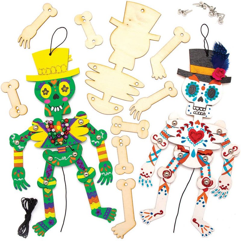 Day of the Dead Wooden Puppet Kits (Pack of 4) Halloween Crafts