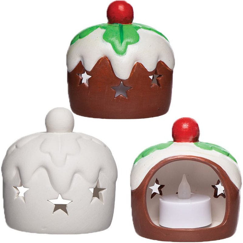 Christmas Pudding Ceramic Tealight Holders (Box of 3) Christmas Crafts