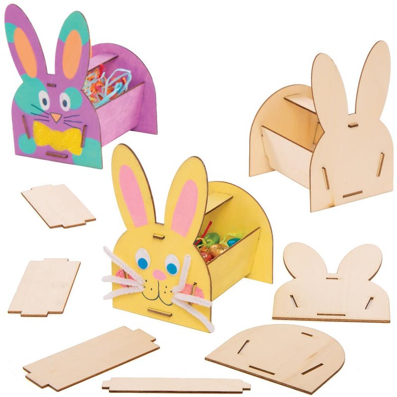 Bunny Wooden Basket Kits (Pack of 4) Easter Crafts For Kids