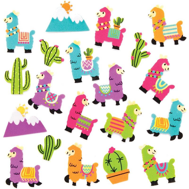 Lovely Llama Foam Stickers 30-50mm (Pack of 120) Fun Stickers, 20 Assorted Designs