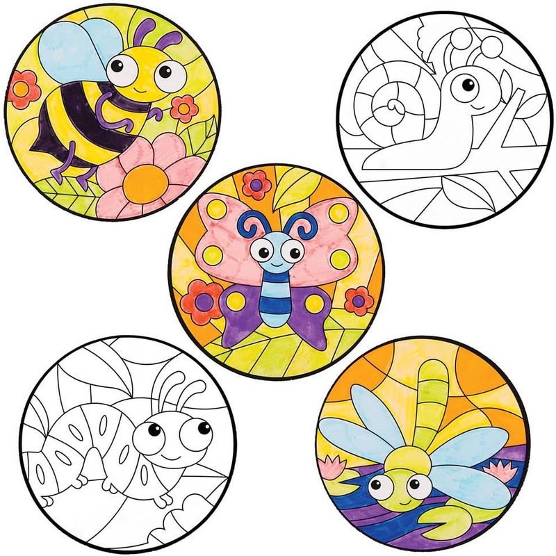 Insect Bug Colour-in Window Decorations (Pack of 12) Decoration Craft Kits