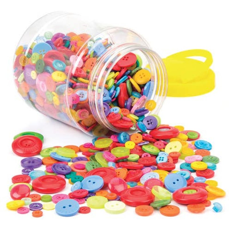 Buttons Bumper Tub (600g) Plastic Buttons, Assorted Shapes, Sizes & Colours