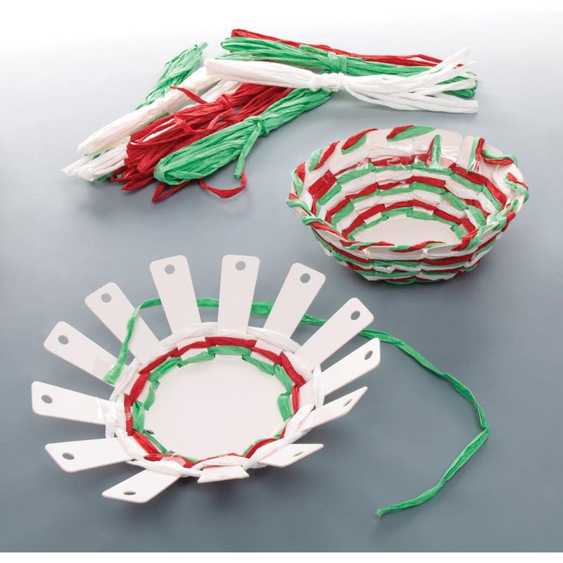 Christmas Basket Weaving Kits (Pack of 4) Christmas Crafts 3 assorted raffia colours - Red, Green & White