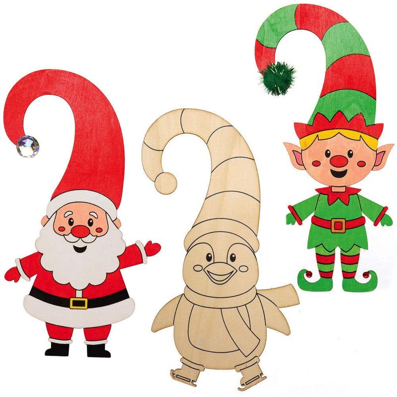 Christmas Colour-in Wooden Door Hangers (Pack of 5) Christmas Crafts