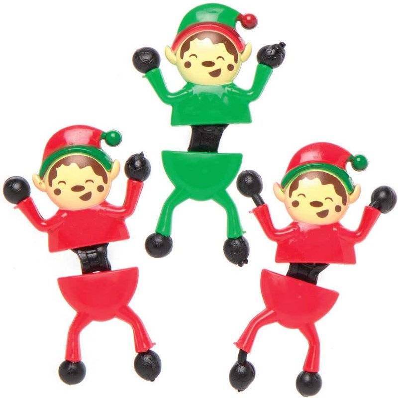 Christmas Elf Wall Climbers (Pack of 6) Christmas Toys 2 assorted colours - Red & Green