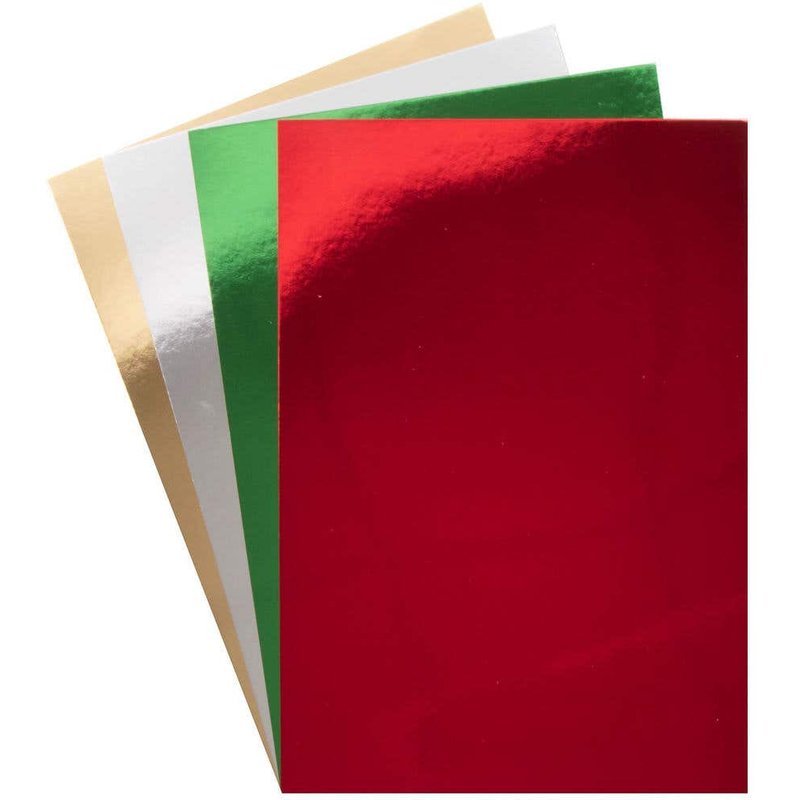 Christmas A4 Metallic Card 250gsm (Pack of 20) Christmas Craft Supplies, 4 Assorted Metallic Colours
