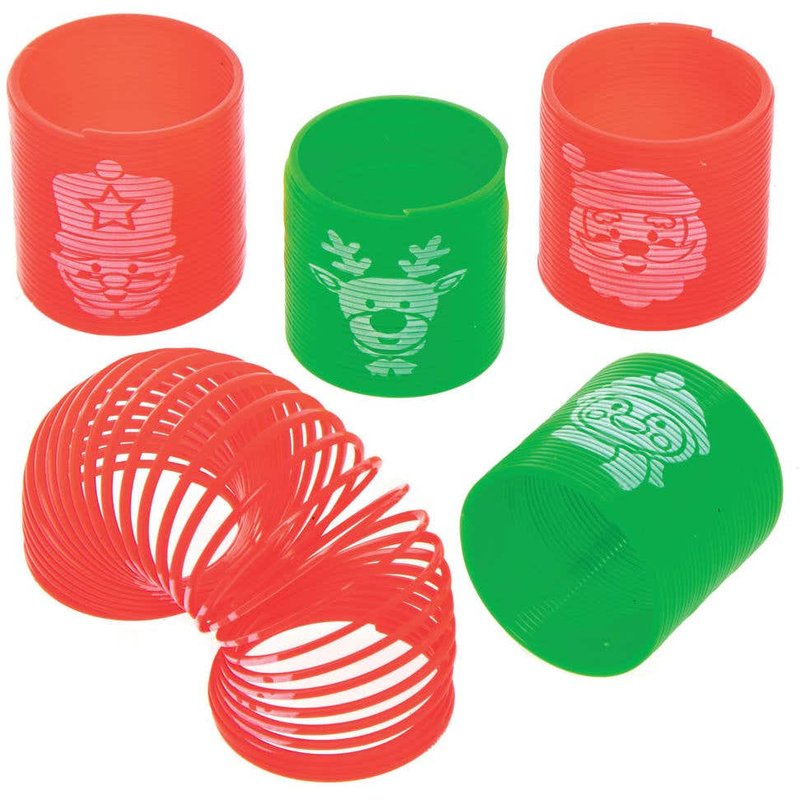 Christmas Mini Springs (Pack of 12) Christmas Toys 2 assorted colours - Red & Green