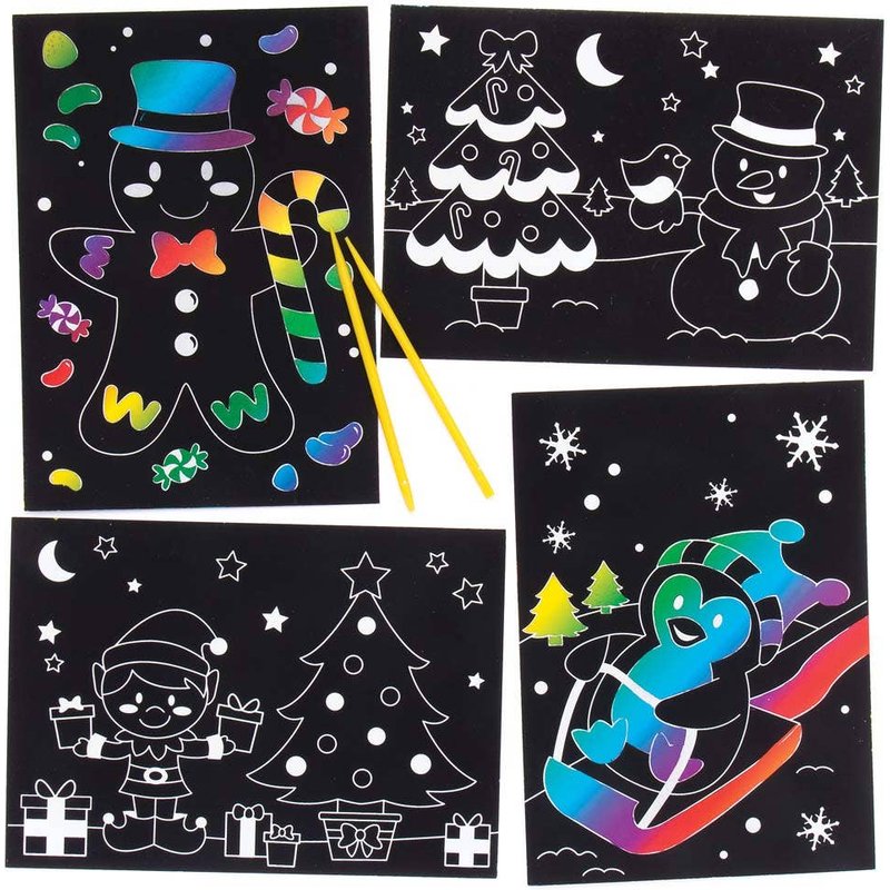 Christmas Scratch Art Pictures (Pack of 8) Christmas Crafts