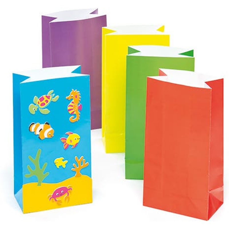 Coloured Party Bags (Pack of 10) Party Bags Five assorted colours - Green, Red, Blue, Yellow & Purple