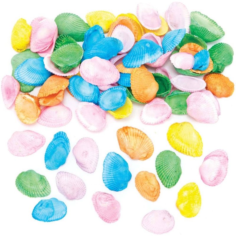 Pastel Craft Shells (Pack of 150) Natural Craft Materials 6 assorted pastel colours - Yellow, Orange, Pink, Purple, Blue & Green