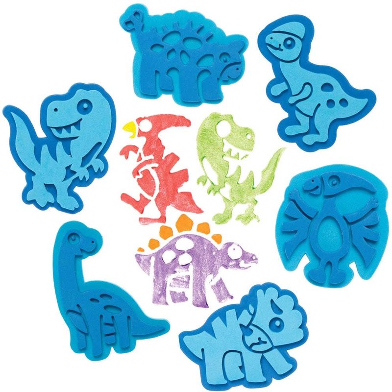 Dinosaur Foam Stampers (Pack of 10) Art Supplies, Art Materials 2 foam colours - Dark Blue & Light Blue