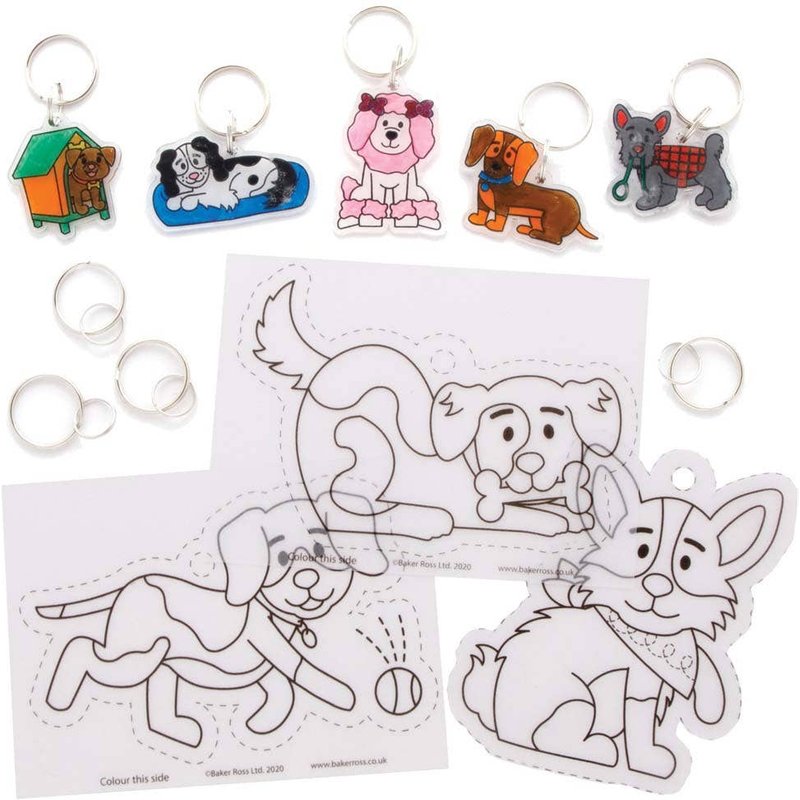 Dog Super Shrink Keyrings (Pack of 8) Pocket Money Toys