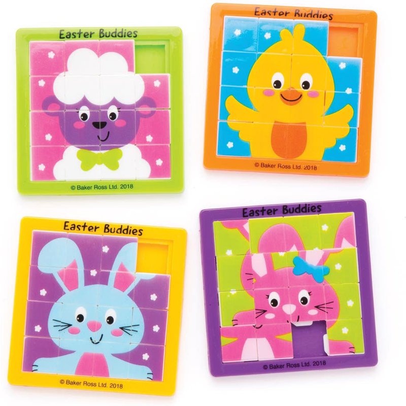 Easter Characters Sliding Puzzle Toys (Pack of 4), Easter Toys, Easter Gifts For Kids, 4 Assorted Colours