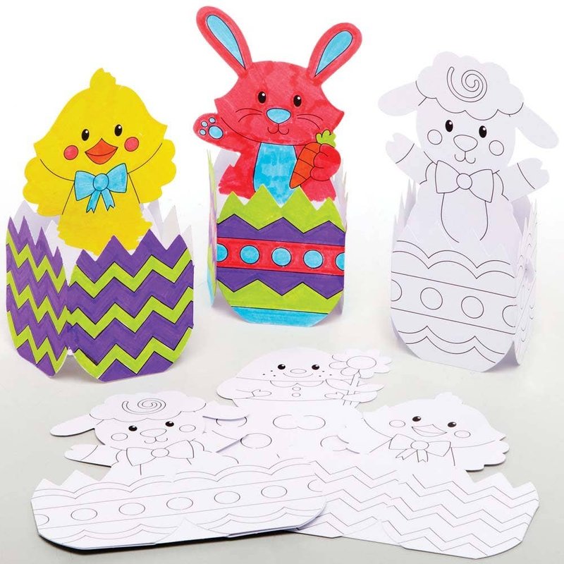 Easter Egg Pop-up Colour-in Cards (Pack of 10) Easter Crafts For Kids