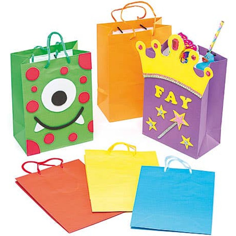 Coloured Gift Bags (Pack of 6) Party Bags Assorted colours