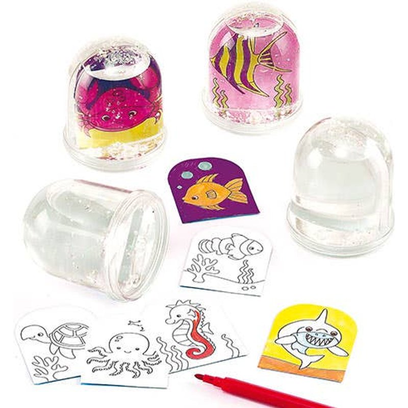 Sealife Colour-in Snow Globes (Box of 4) Decoration Craft Kits