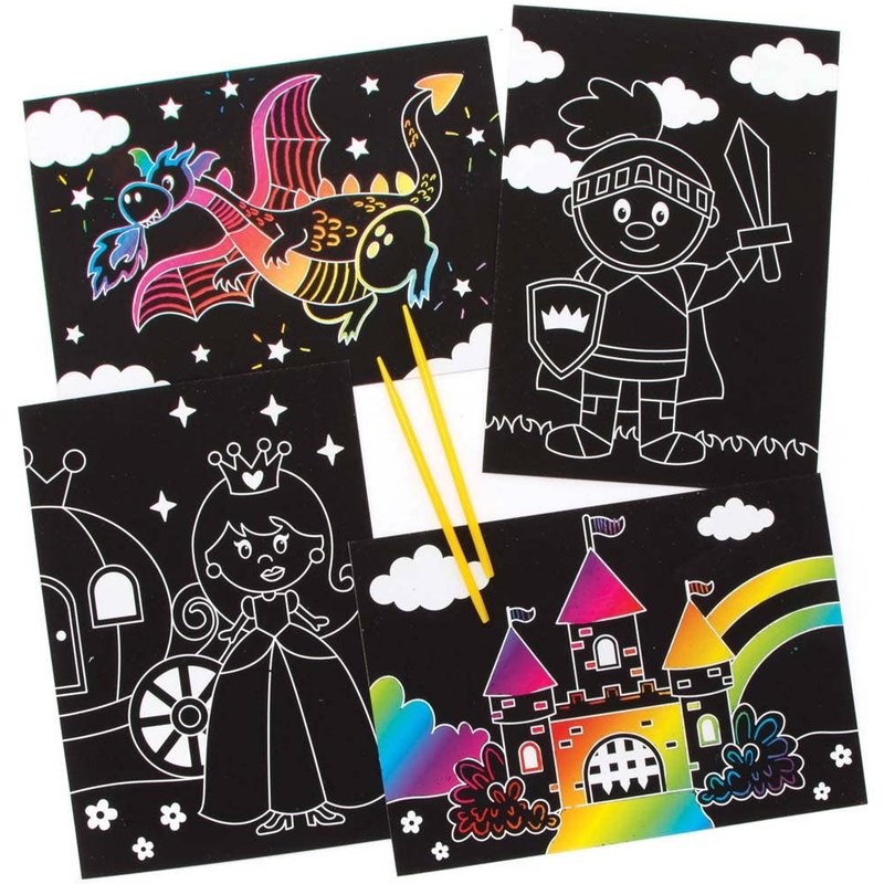 Fairy Tale Scratch Art Pictures (Pack of 8) Great For Kids, Range Of Designs, Tools Included