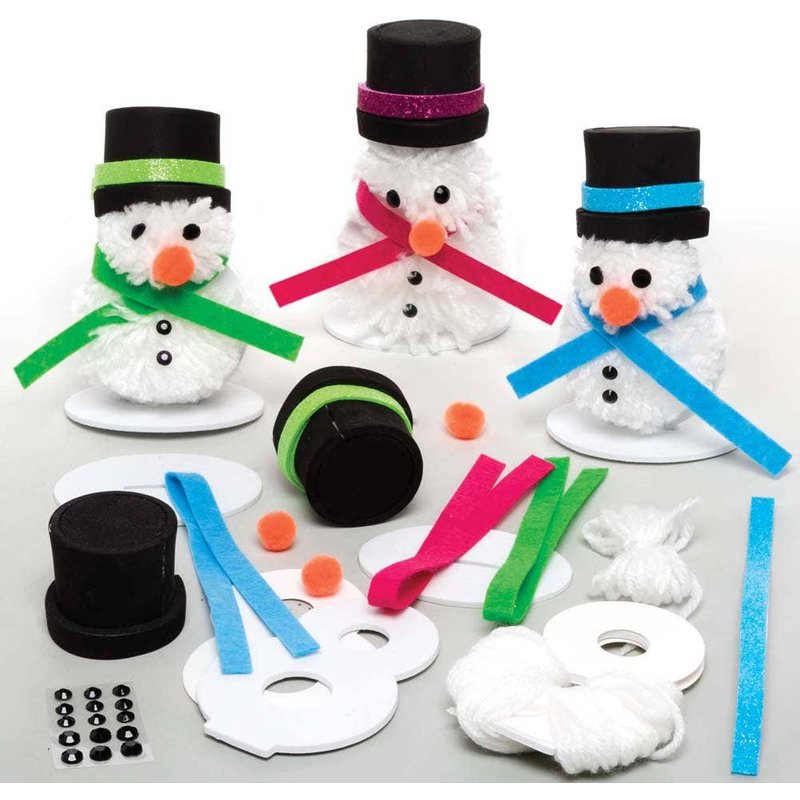 Snowman Pom Pom Kits (Pack of 3) Christmas Crafts