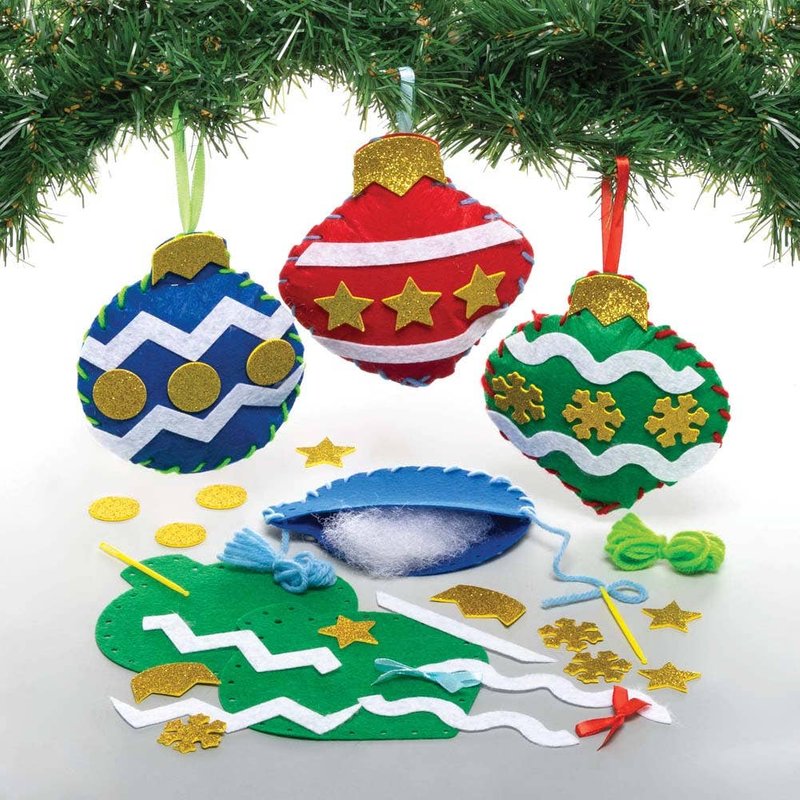 Christmas Bauble Decoration Sewing Kits (Pack of 3) Christmas Crafts 3 bauble colours - Red, Blue & Green