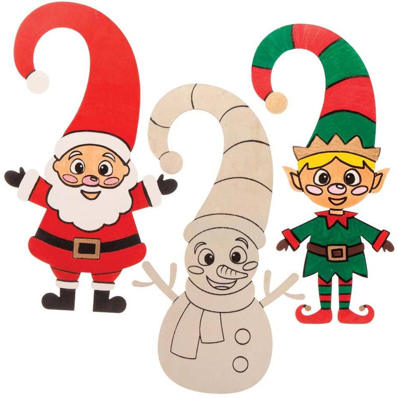 Colour-in Christmas Wooden Door Hangers (Pack of 5) Christmas Crafts