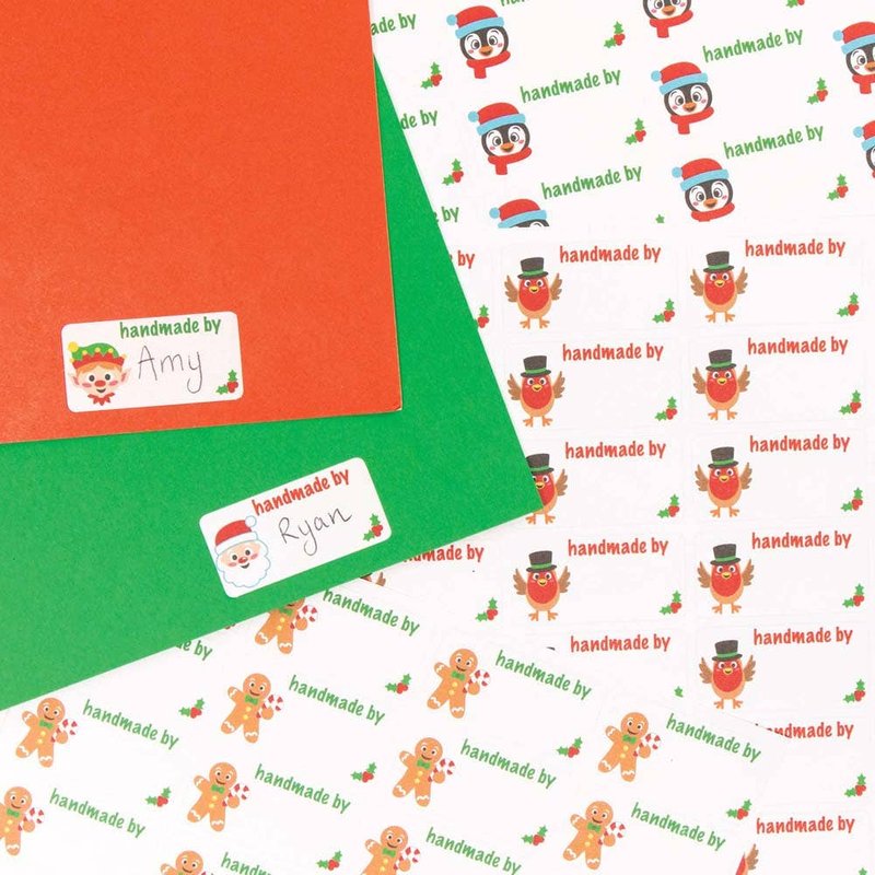 Christmas 'Handmade By' Stickers (Pack of 400) Christmas Craft Supplies