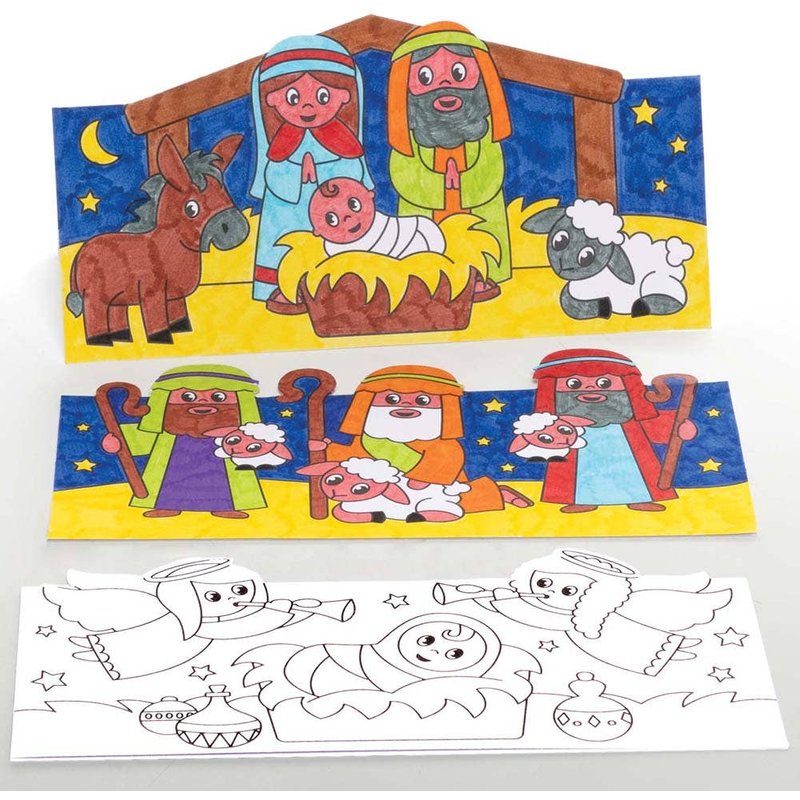 Nativity Colour-in Pop-Up Cards (Pack of 10) Christmas Crafts