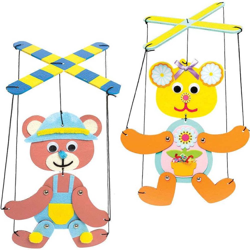 Dancing Bear Wooden Marionette Kits (Pack of 3) Art Craft Kits