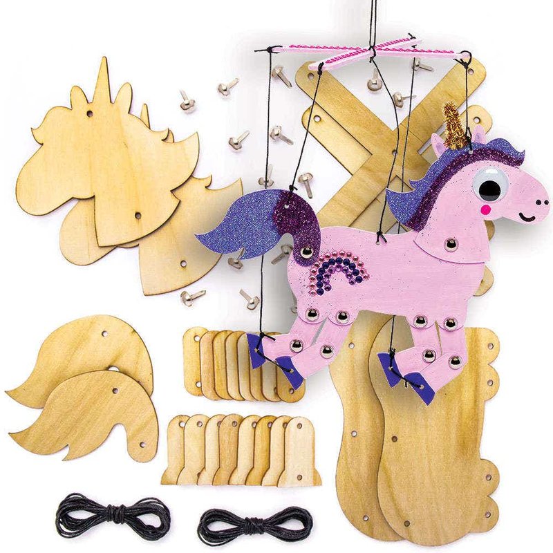 Dancing Unicorn Wooden Marionette Kits (Pack of 2) Art Craft Kits