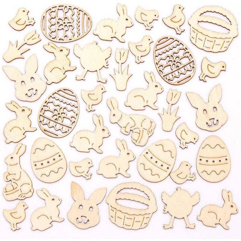 Easter Mini Wooden Shapes Pack of 108 (Pack of 108) Easter Craft Supplies