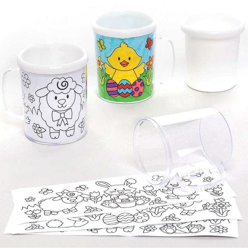 Easter Colour-in Mugs (Pack of 3) Decorate & Personalise Your Own Easter-Themed Mugs, 3 Designs, Great Gift