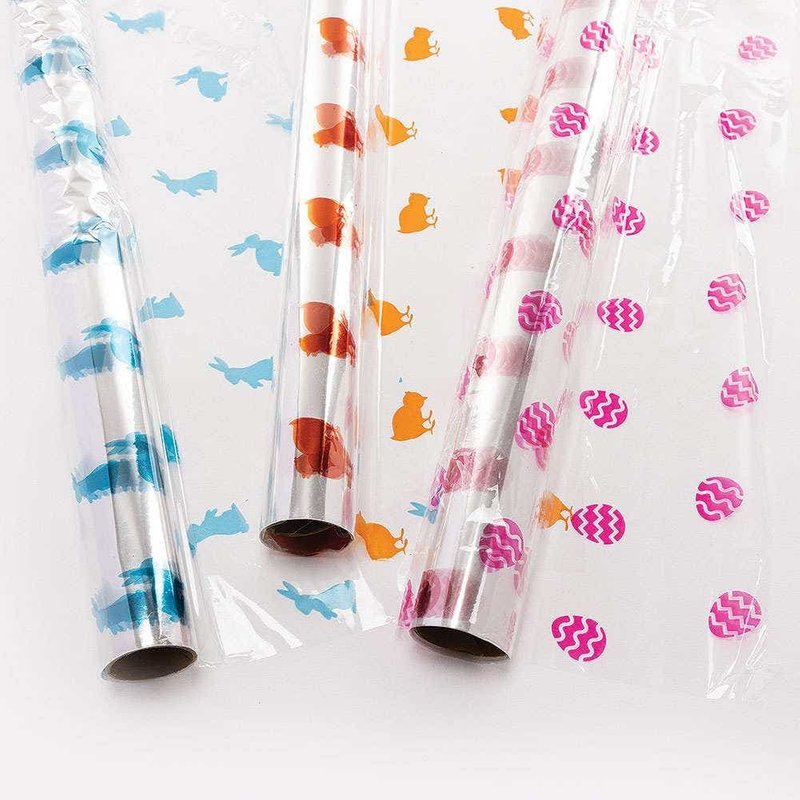Easter Cellophane Rolls (Pack Of 3) Strong Cellophane Wrap, Great For Gifts, 200cm x 7cm, 3 Colours