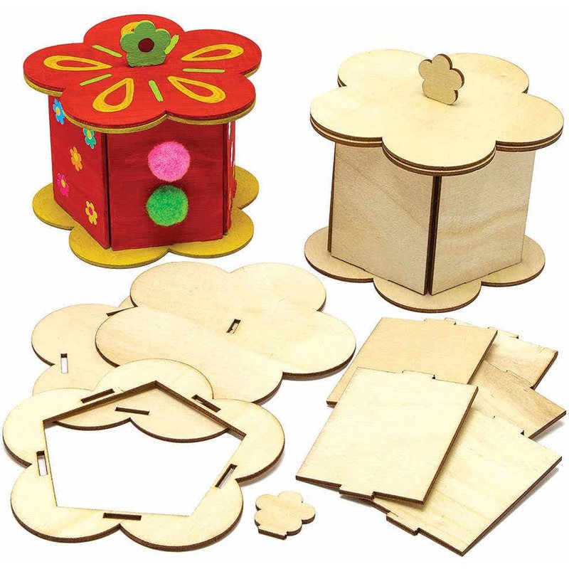 Flower Wooden Box Kits (Pack of 3) Art Craft Kits