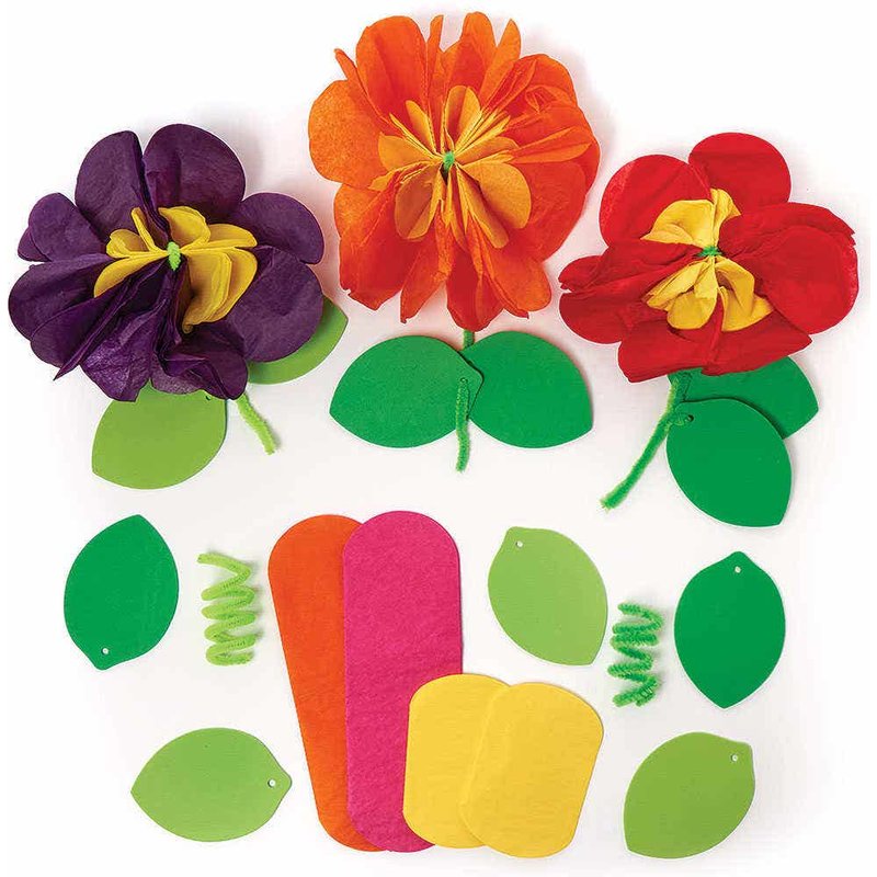 Flower Tissue Paper Kits (Pack of 6) Paper & Card 7 assorted flower colours - Red, Purple, Blue, Pink, Orange and Light Pink