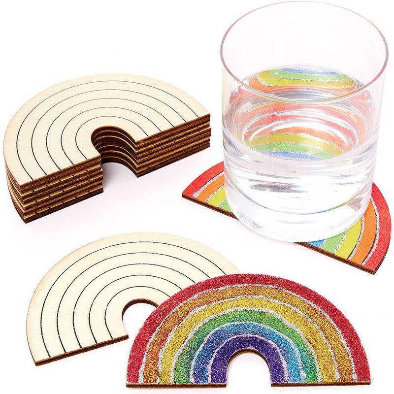 Rainbow Wooden Coasters (Pack of 10) Decoration Craft Kits