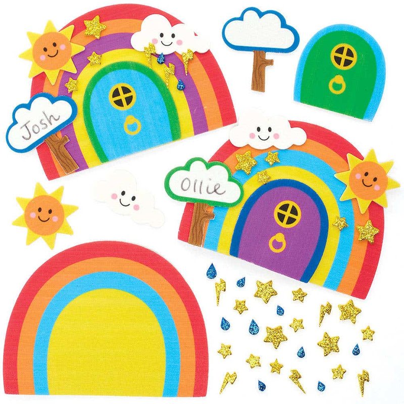 Rainbow Fairy Door Kits (Pack of 4) Decoration Craft Kits