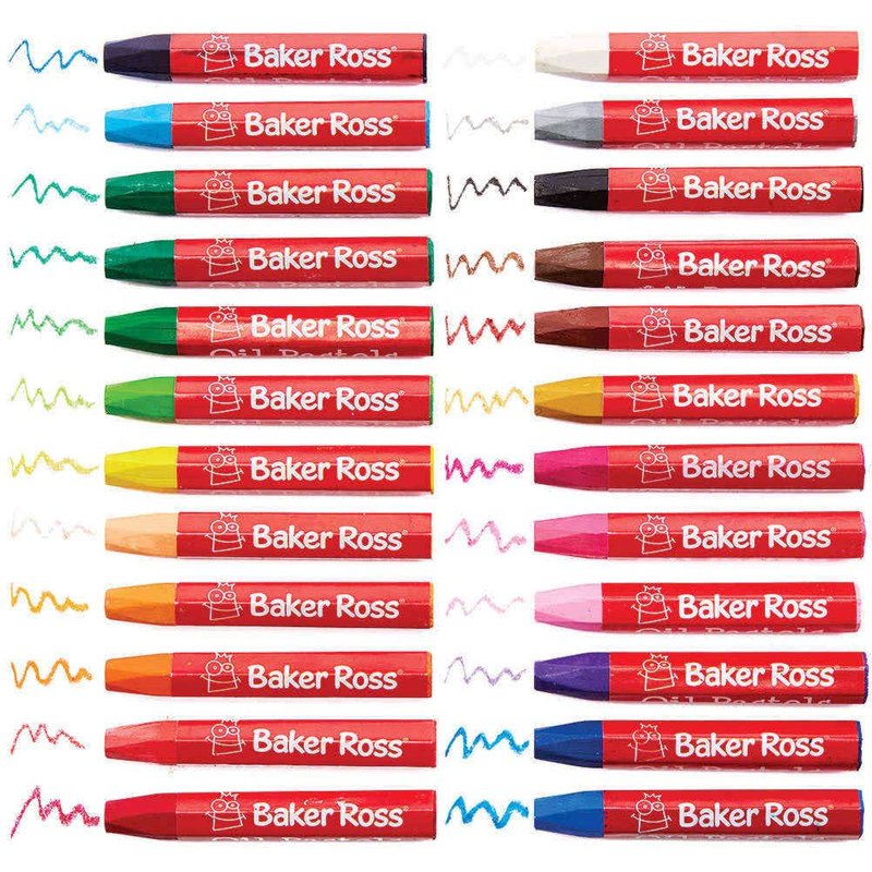 Oil Pastels (Pack of 24) Tapered End Oil Pastels, 24 Assorted Colours, Soft Texture, 7.5cm Length