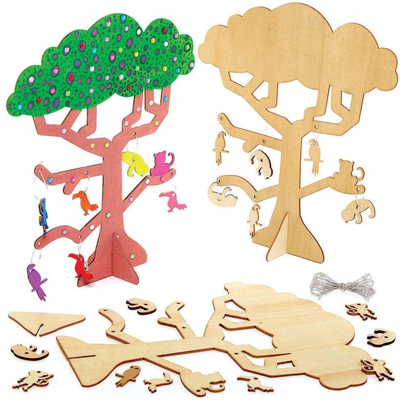 Jungle Animal Wooden Tree Kits (Pack of 2) Art Craft Kits