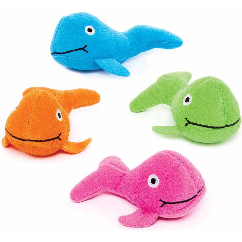 Rainbow Whale Plush Pals (Pack of 4) Soft & Sensory Toys 4 assorted colours - Pink, Blue, Green & Orange